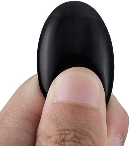 SUNYIK Natural Hand Carved Thumb Worry Stone Black Obsidian
