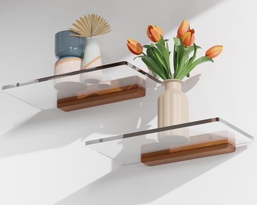 Solid Wood Acrylic Floating Shelves for Home Decor