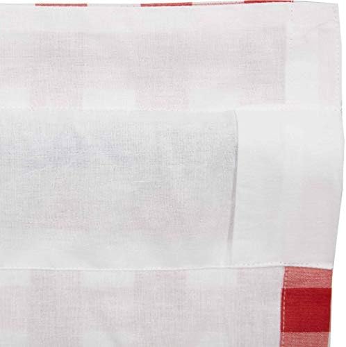 VHC Brands Red Buffalo Check Curtains with Drawstring and Ruffles