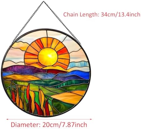 Payutou Sunrise Hanging Stained Glass Window Suncatcher