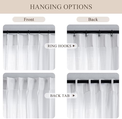 MYSKY HOME White Curtains 2 Panels Set 84 Inch Length