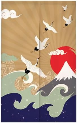 Chickwin Japanese Door Curtain Red Sun Design