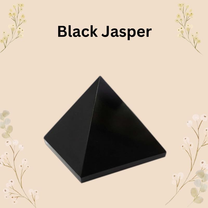EDZZEL Natural Black Jasper Pyramid Stone 2 Inch 1 Pcs