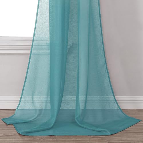 DONREN Teal Window Scarf for Curtain Panels