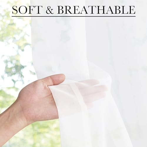 NICETOWN 2 Panels French Door Curtains Sheer Voile