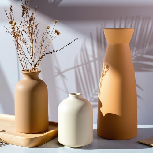 Ceramic Vase Set of 3 Modern Boho Farmhouse Decor