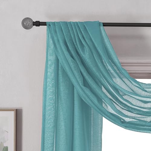 DONREN Teal Window Scarf for Curtain Panels
