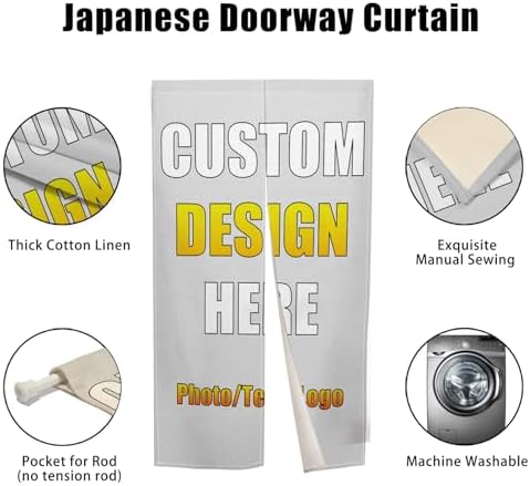 Customizable Noren Curtain with Photo Text Logo 34x60 Inches