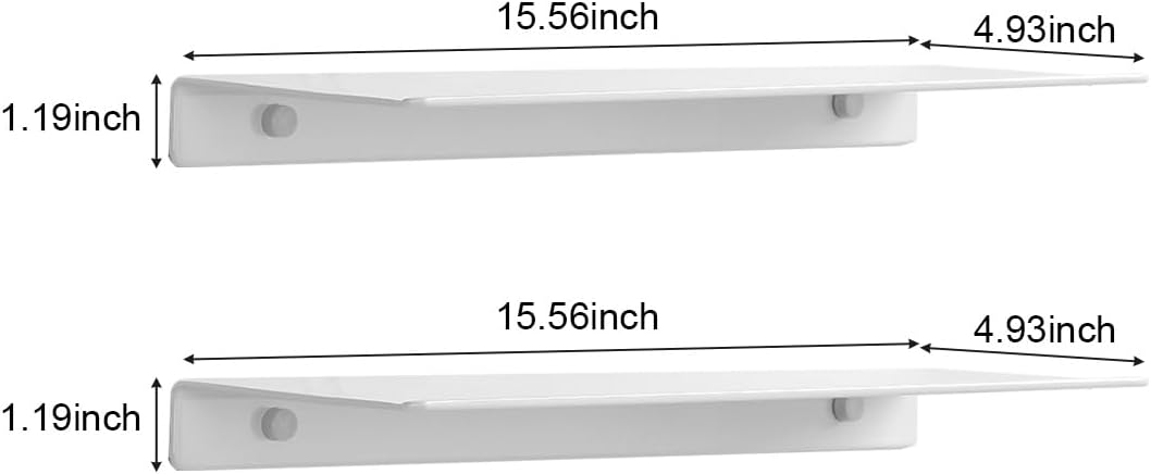 Modern Floating Shelf Wall Mounted Heavy Duty 16 Inch White 2 Pack