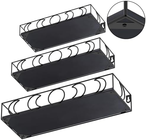 Moon Phase Wall Shelves Black 3 Pack Floating Book Shelves