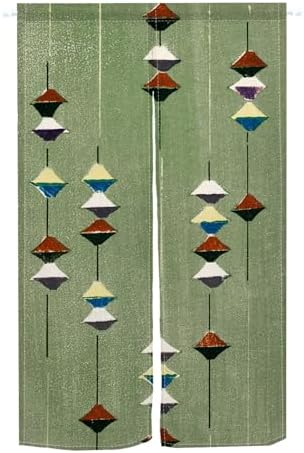 Leowefowa Noren Door Curtain Green Geometry Panel