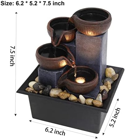 Small Tabletop Waterfall Fountain with LED Light