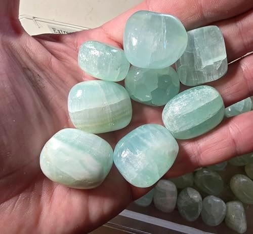 1pc Pistachio Green Calcite Tumbled Healing Crystal from Turkey
