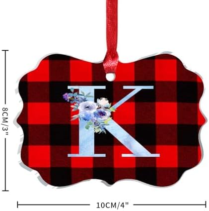 Acrylic Christmas Ornaments 2023 Monogram Initial K Hanging Baubles