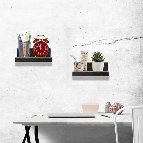 Z Metnal Small Floating Shelves 8x55 Inch 2 Pcs Black