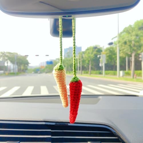 Motaney Crochet Chili Pepper Car Hanging Ornament