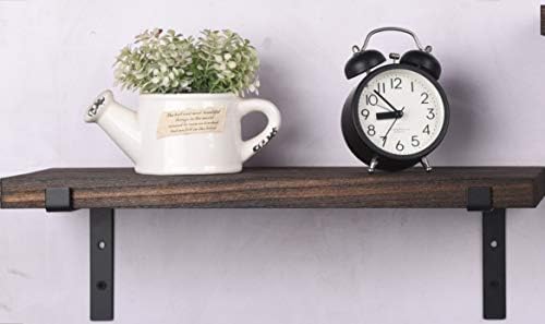 Rustic Wood Floating Shelves Dark Brown Set of 4