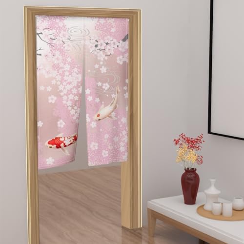 Leowefowa Pink Cherry Blossom Noren Curtain 335x709
