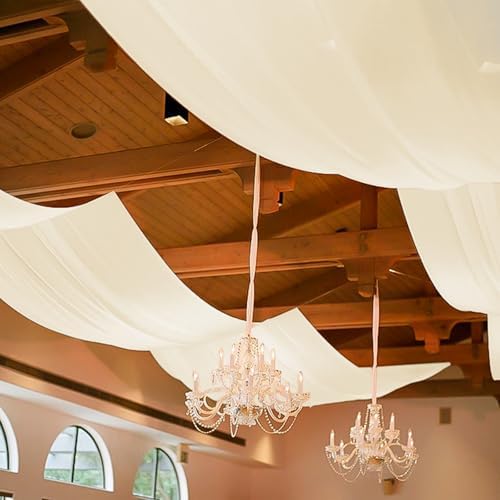 6 Panels Ivory Ceiling Drapes for Wedding