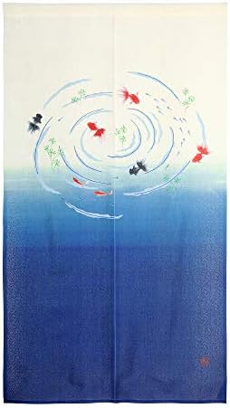 Japanese Noren Door Curtain with Golden Fish Design