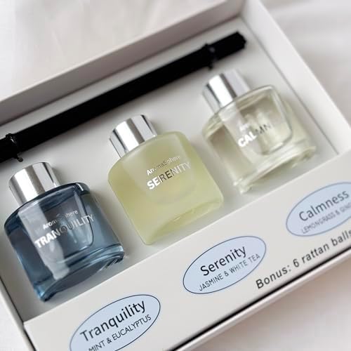AromaSphere Reed Diffuser Set of 3 Eucalyptus Jasmine Lemongrass