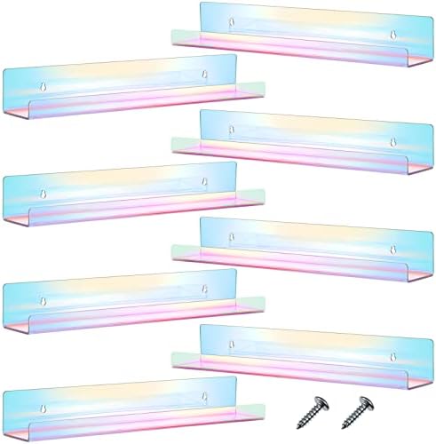 Blulu 8 Pack 14 Inch Acrylic Floating Shelf for Wall Mounting