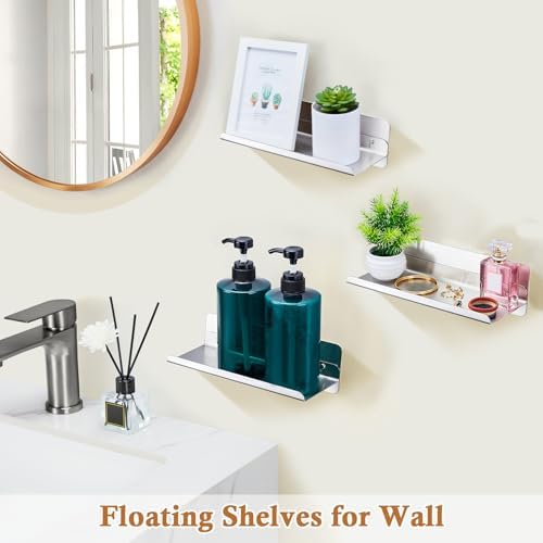 LOXSUN Floating Wall Shelf Stainless Steel No Drilling Shower Organizer