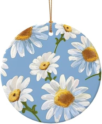 Christmas Daisy Flower Ceramic Hanging Ornaments Decor
