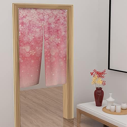 Leowefowa Japanese Noren Curtain Pink Flower Petals Decor
