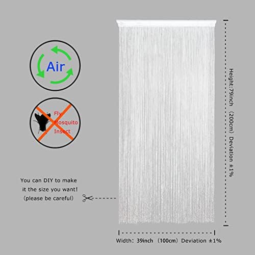 Boho Door Curtain with 15 Strings per Inch White