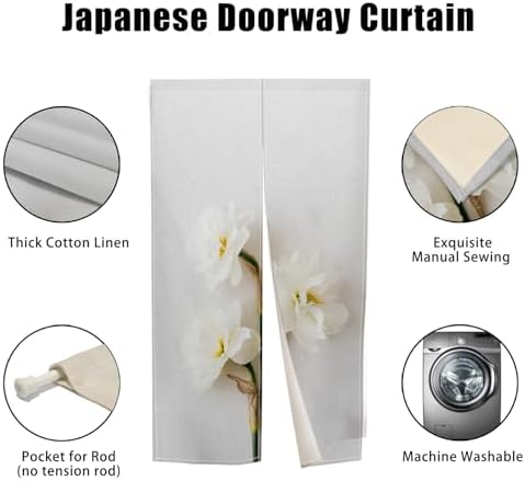 Noren Door Curtain with Bloomy Flower Print