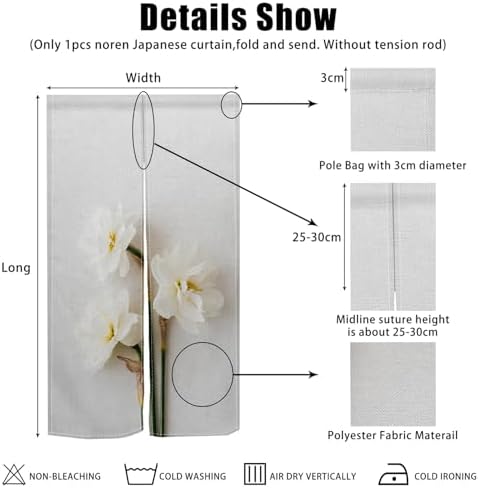 Noren Door Curtain with Bloomy Flower Print