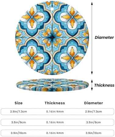 Christmas Ornaments Blue Yellow Quatrefoil Round Ceramic Pendant Decor