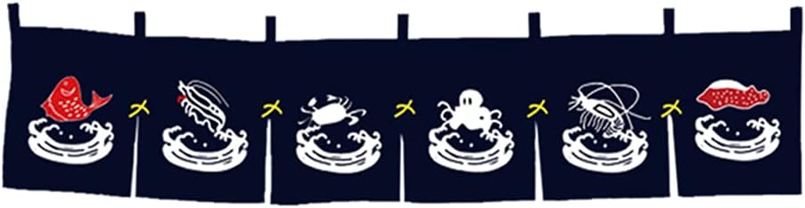 Octopus Shrimp Noren Panel 40x140cm for Restaurant Decor