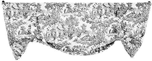 Victoria Park Toile Tie-Up Valence Curtain Black