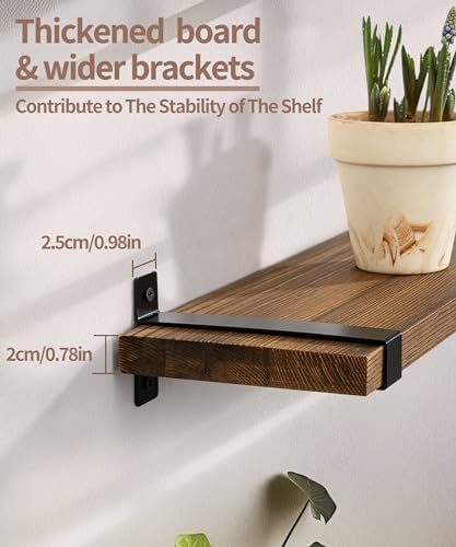 Gronda 24 Inch Rustic Pine Floating Shelves Set of 2