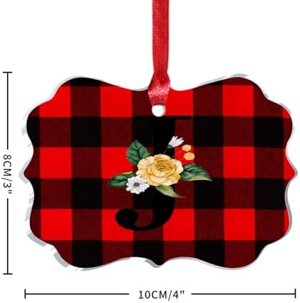Clear Acrylic Christmas Ornaments with Initial J 2023