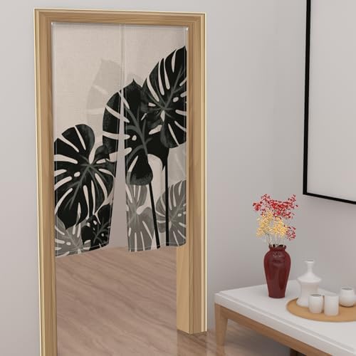 Leowefowa Japanese Noren Door Curtain Tropical Leaves Design 283x472 Inch