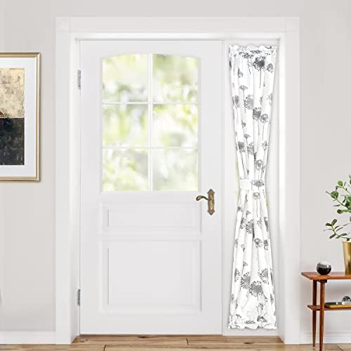 DriftAway Dandelion Floral Door Curtain 25x72 with Header Gray