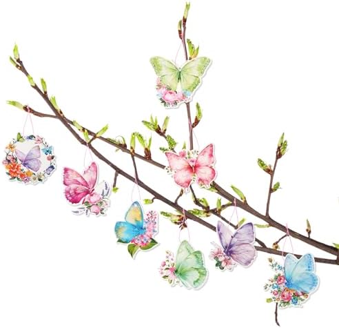 12pcs Spring Butterfly Tree Decor Pendant Set
