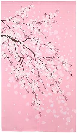 Japanese Noren Door Curtain with Cherry Blossom Design