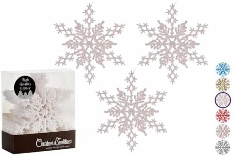 Christmas Traditions 6 inch Iridescent Snowflake Ornaments Set of 18