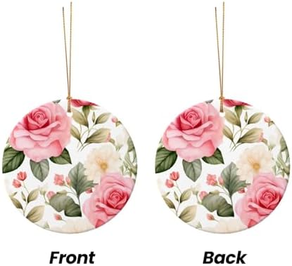 Christmas Ornaments Rose Flower Ceramic Pendant Hanging Decor