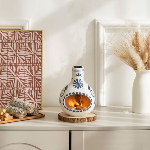 Handmade Ceramic Palo Santo Holder Burner - Mini Tabletop Chiminea with Ash Catcher
