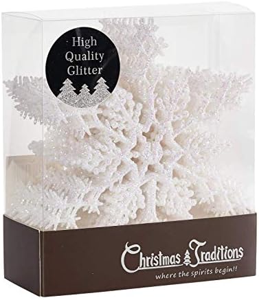 Christmas Traditions 6 inch Iridescent Snowflake Ornaments Set of 18