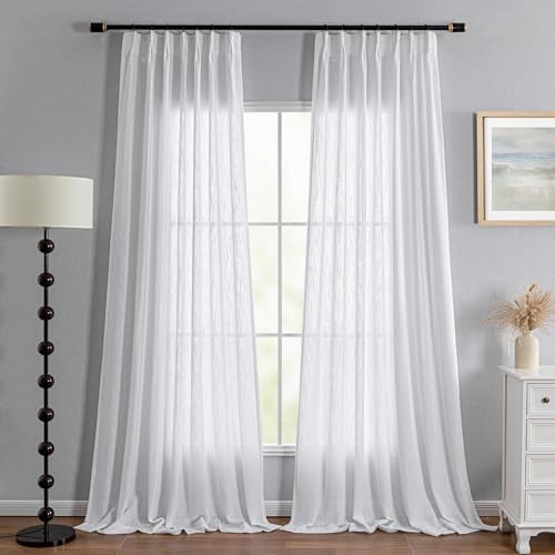 MYSKY HOME White Curtains 2 Panels Set 84 Inch Length