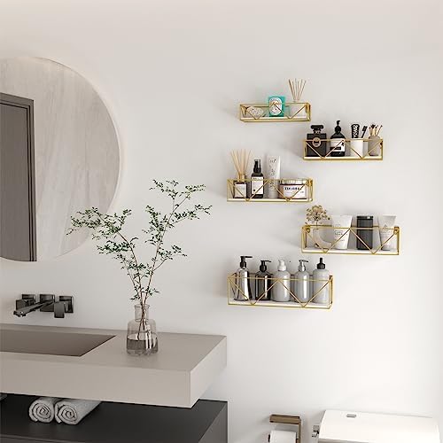CRUGLA Gold Floating Shelves Wall Mounted Set of 5
