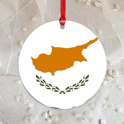3 Clear Acrylic Christmas Ornaments 2023 Cyprus Flags Decorative Baubles