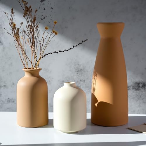 Ceramic Vase Set of 3 Modern Boho Farmhouse Decor