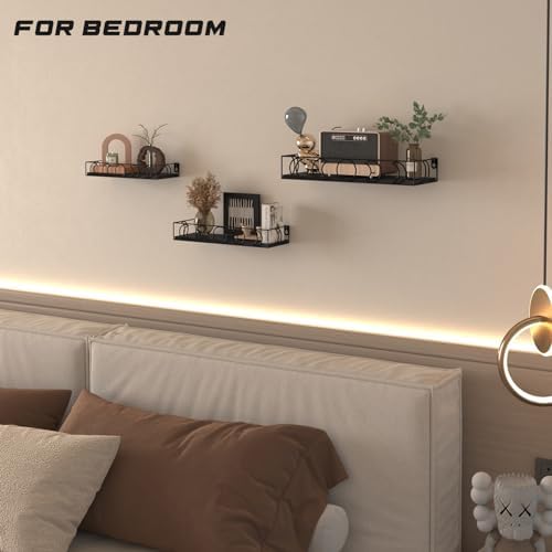 Moon Phase Wall Shelves Black 3 Pack Floating Book Shelves